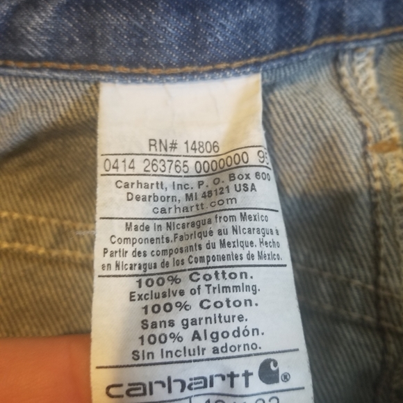 Mens Carhartt Denim Blue Jean's Size 42 x 32 42w - Picture 4 of 4